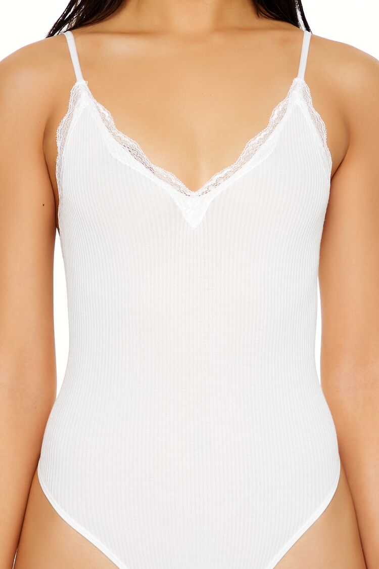 Seamless Lace-Trim Thong Bodysuit - Image 3