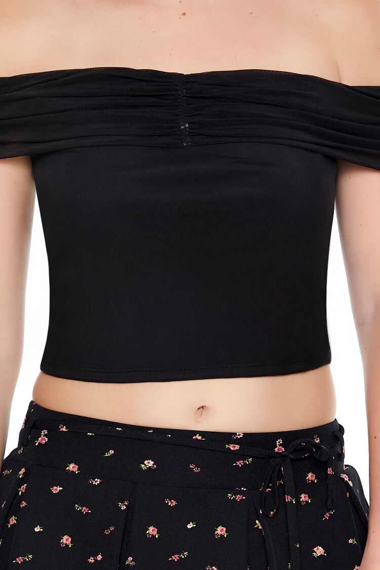 Mesh Off-the-Shoulder Crop Top - Image 3