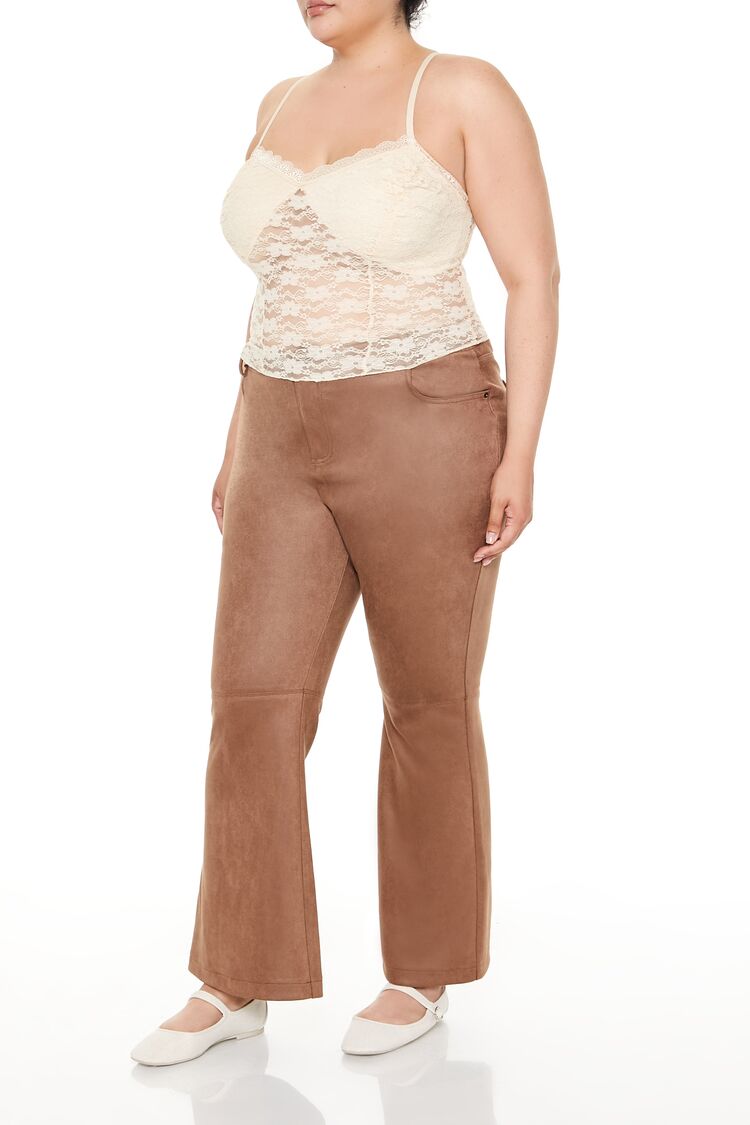 Plus Size Faux Suede Flare Pants - Image 3
