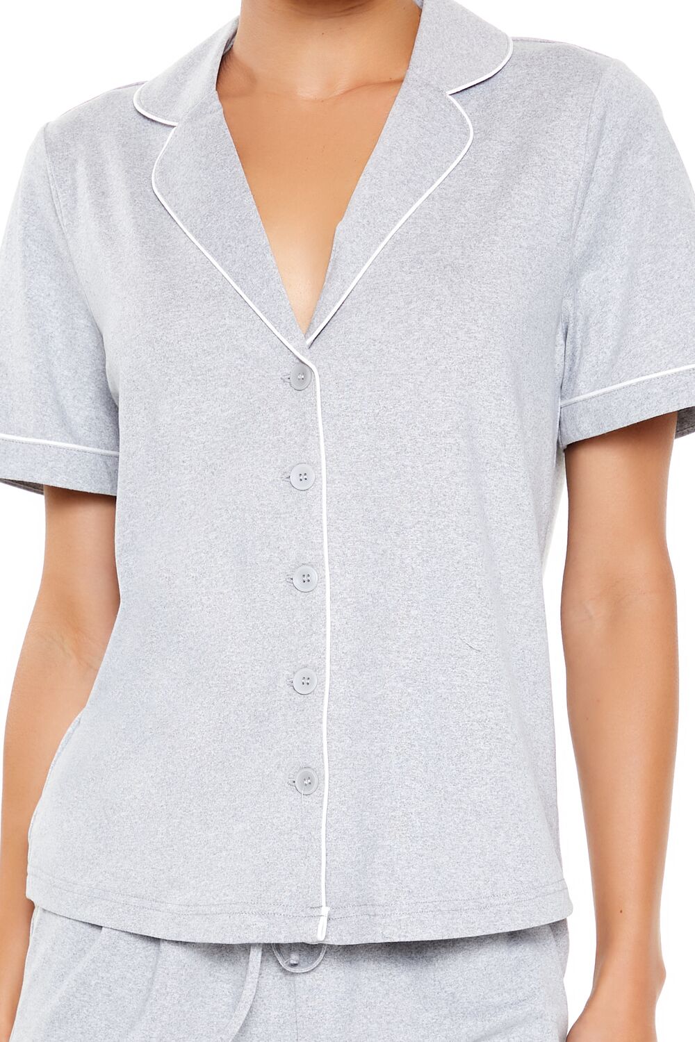 Piped-Trim Shirt & Shorts Pajama Set - Image 5