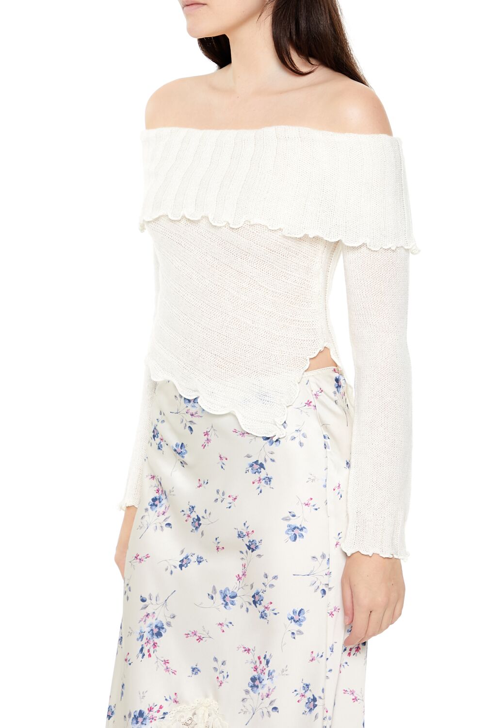 Ribbed Off-the-Shoulder Sweater - Image 4
