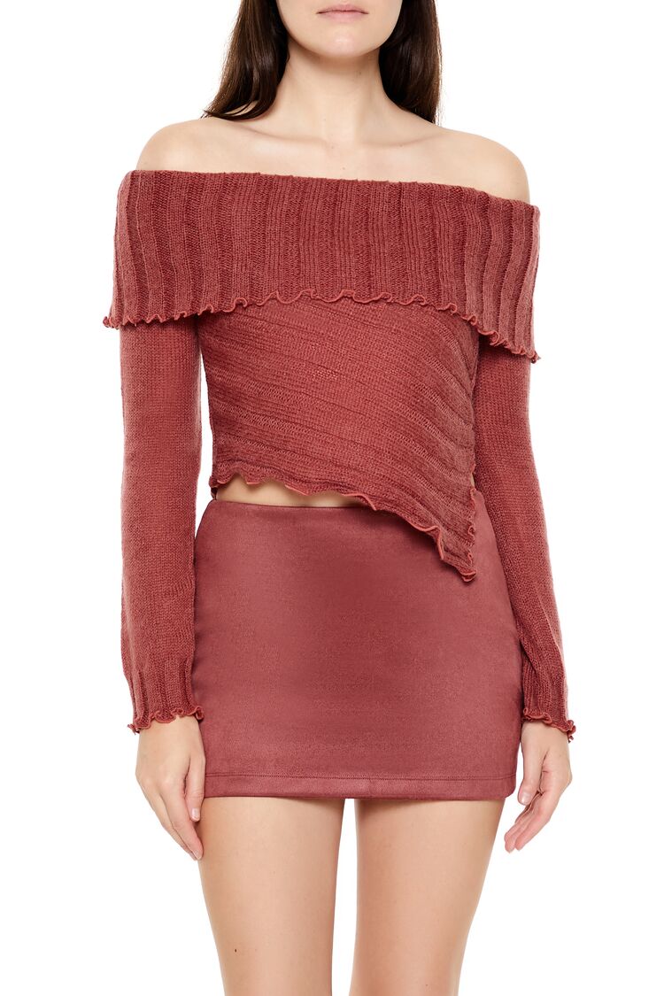 Ribbed Off-the-Shoulder Sweater - Image 6