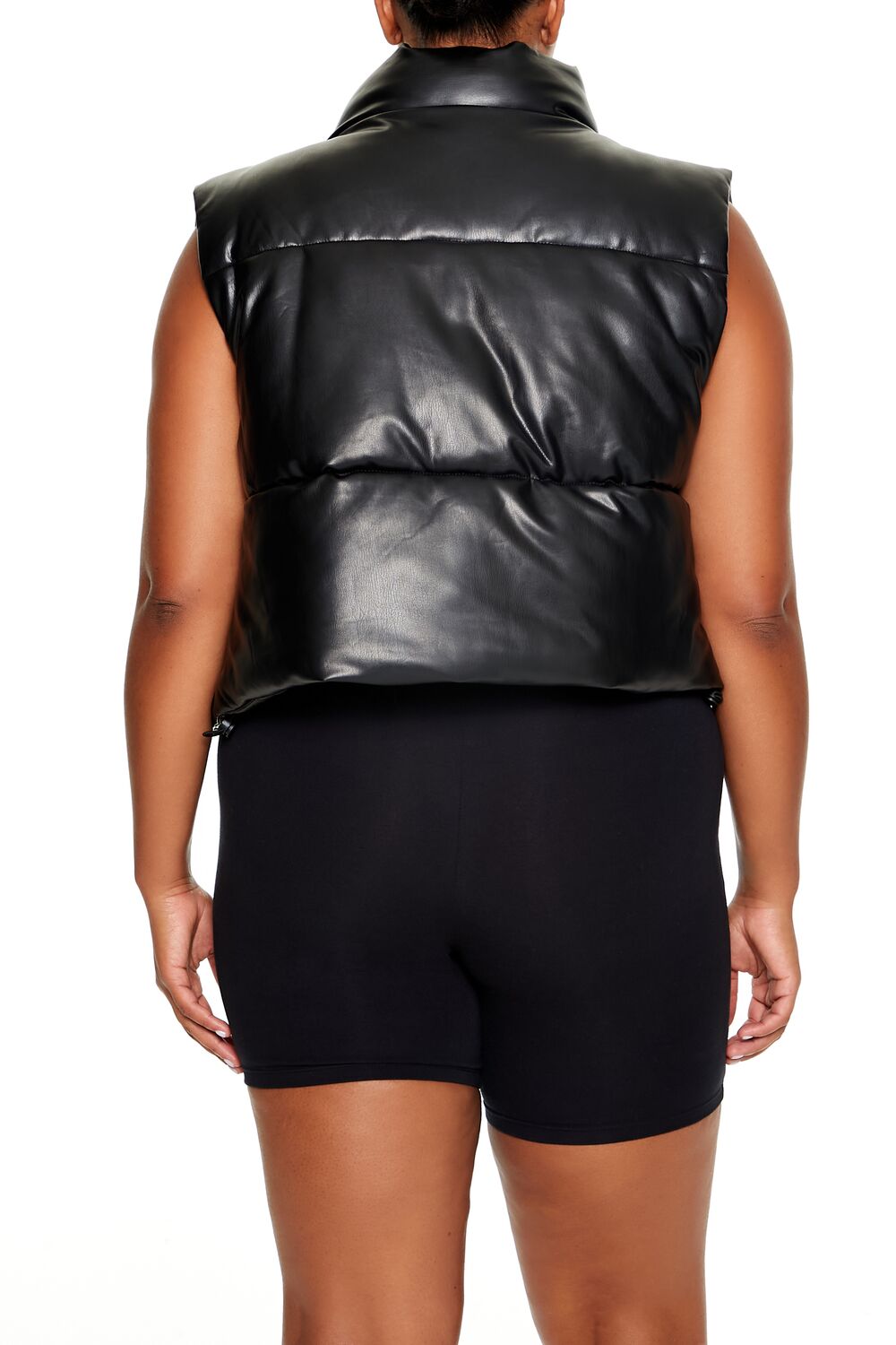 Plus Size Faux Leather Puffer Vest - Image 5
