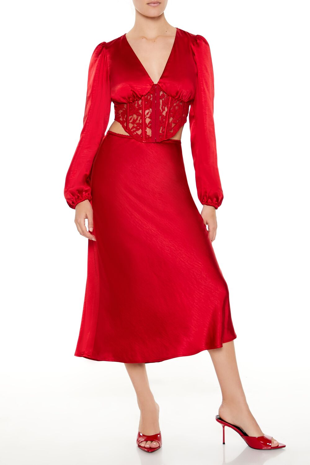 Satin & Lace Corset Crop Top - Image 2