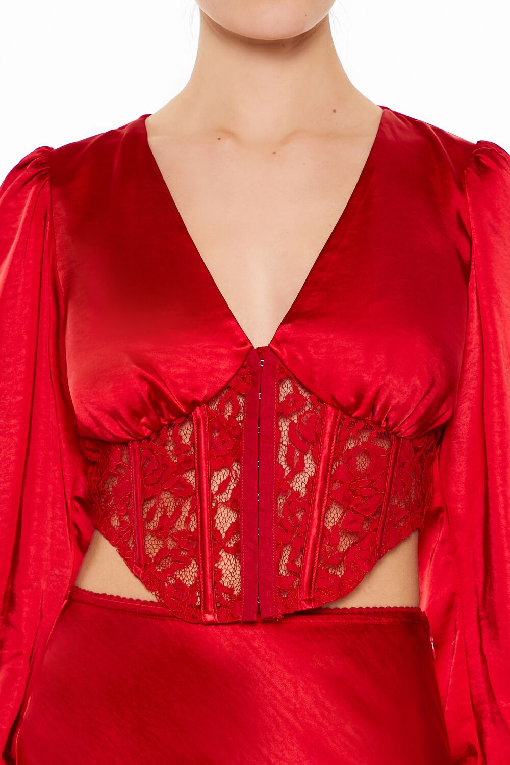 Satin & Lace Corset Crop Top - Image 3