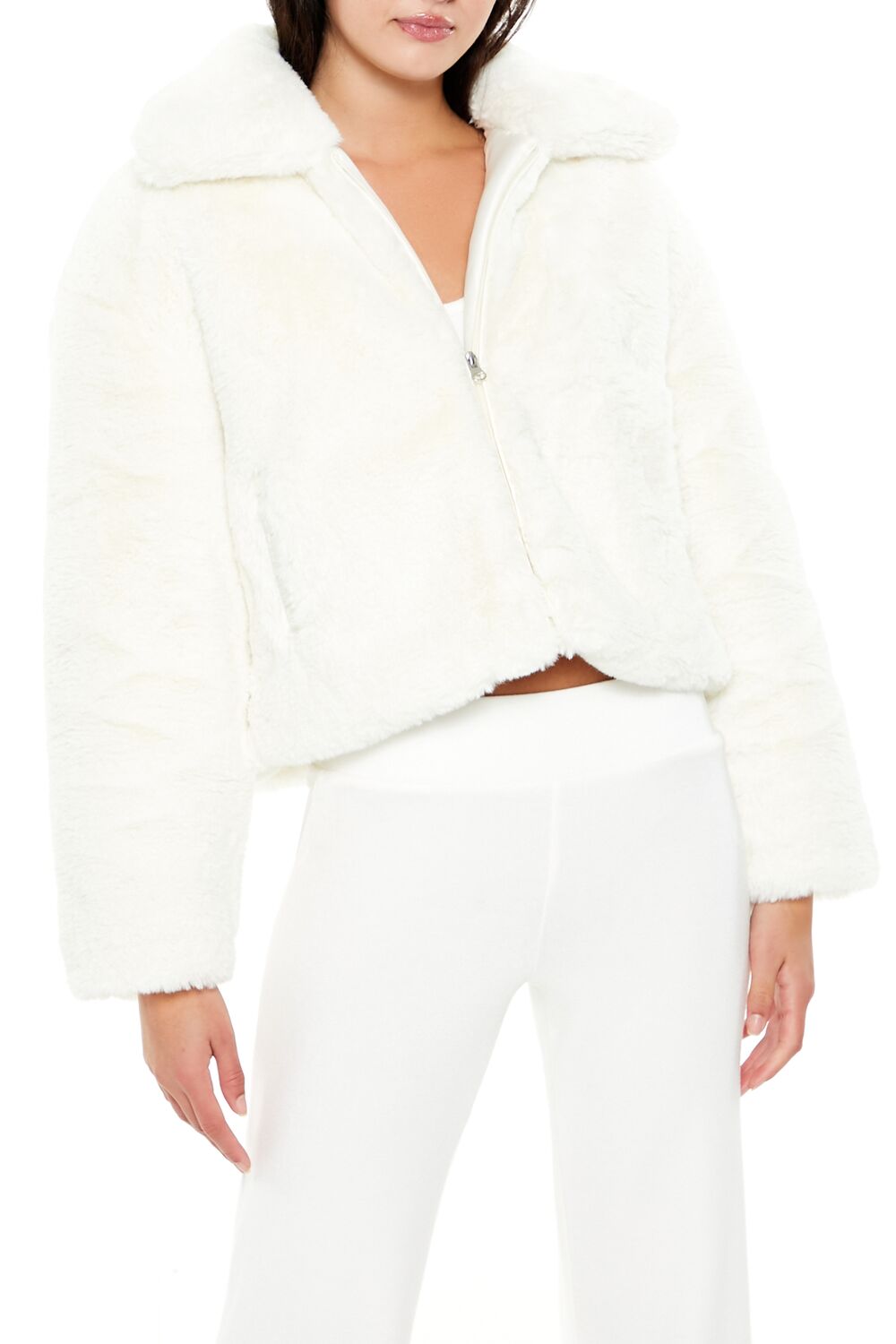 Faux Fur Zip-Up Coat