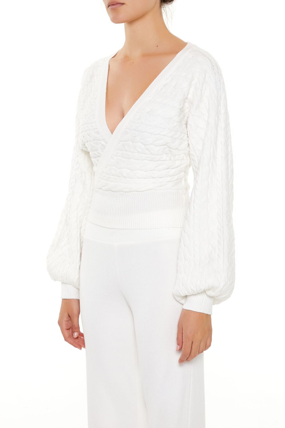 Peasant-Sleeve Cable Knit Sweater - Image 4
