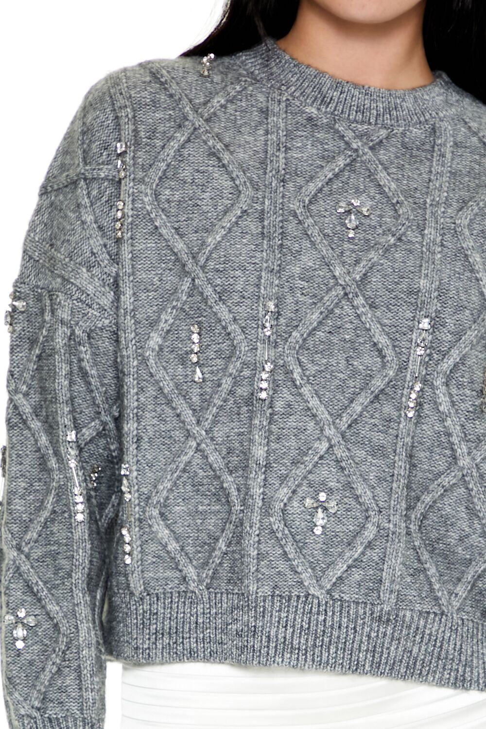 Marled Faux Gem Sweater - Image 3