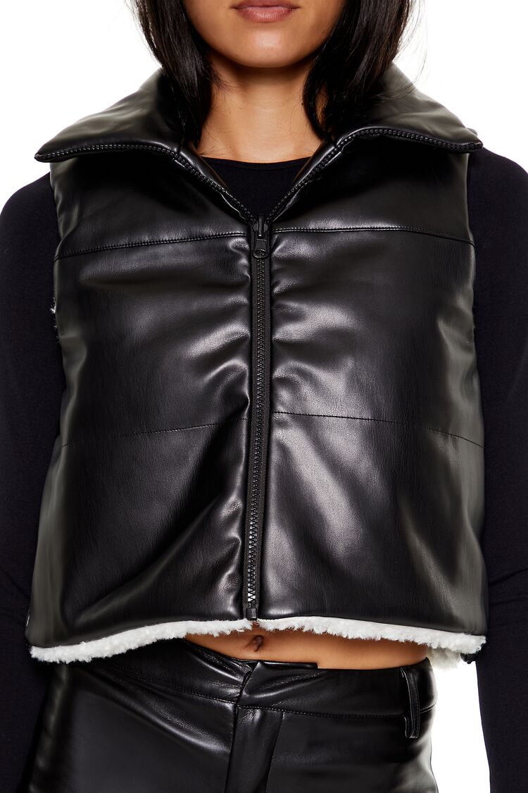 Reversible Faux Shearling & Leather Vest - Image 6