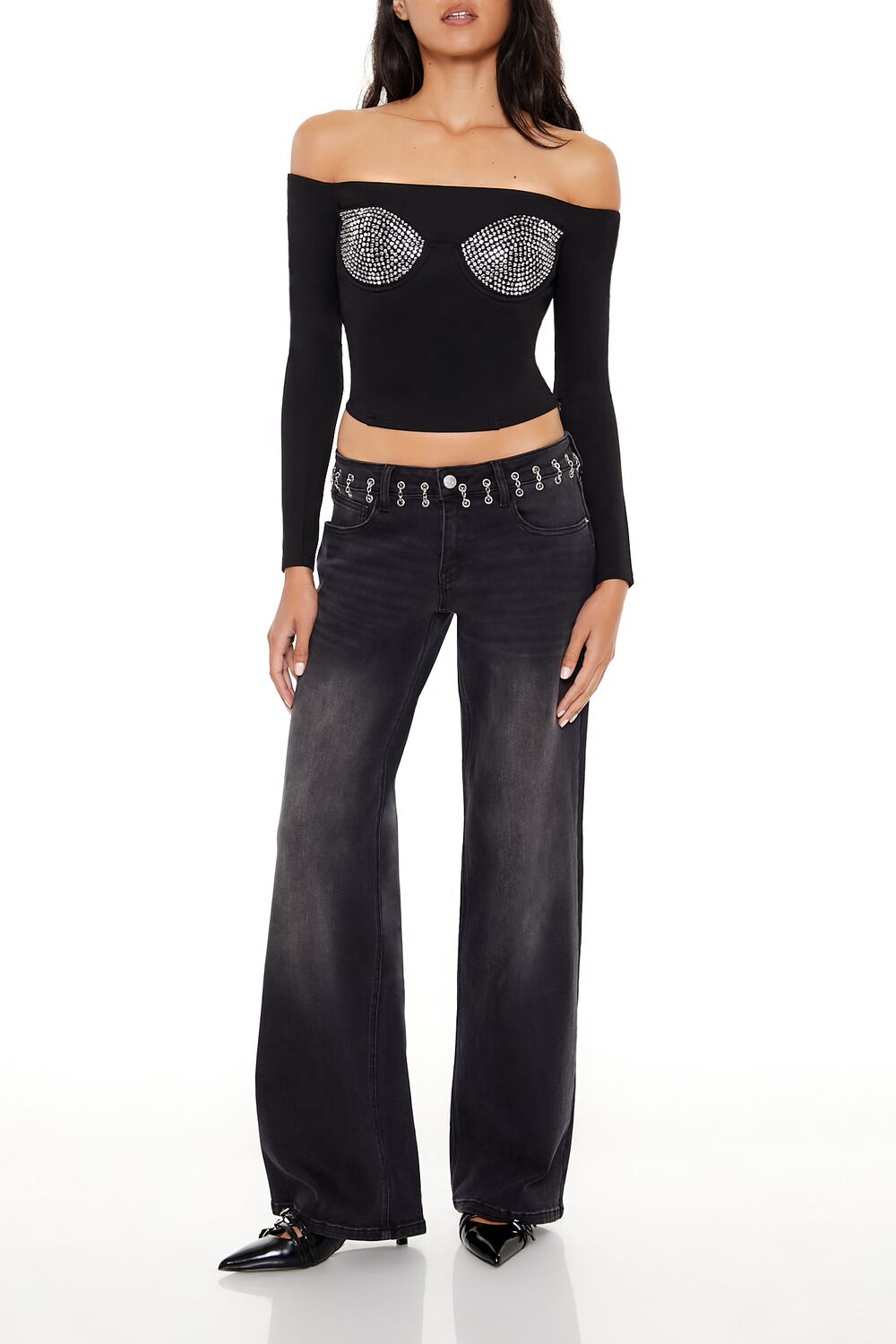 Rhinestone Off-the-Shoulder Top - Image 2