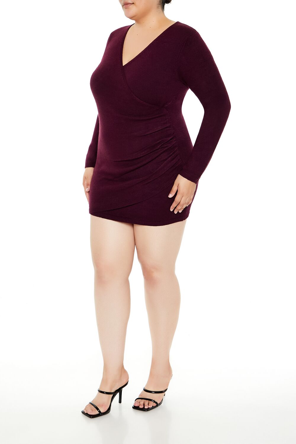 Plus Size Surplice Mini Sweater Dress - Image 3
