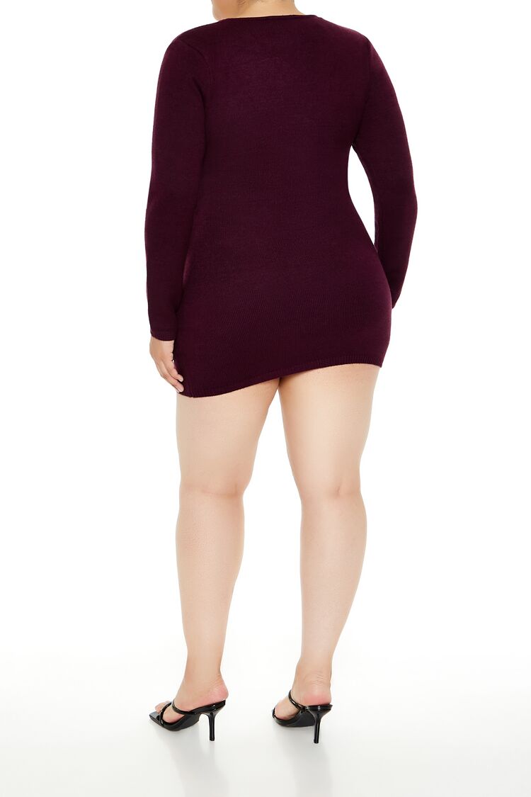 Plus Size Surplice Mini Sweater Dress - Image 4