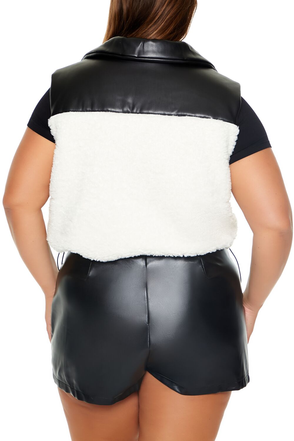 Plus Size Faux Shearling & Leather Vest - Image 5