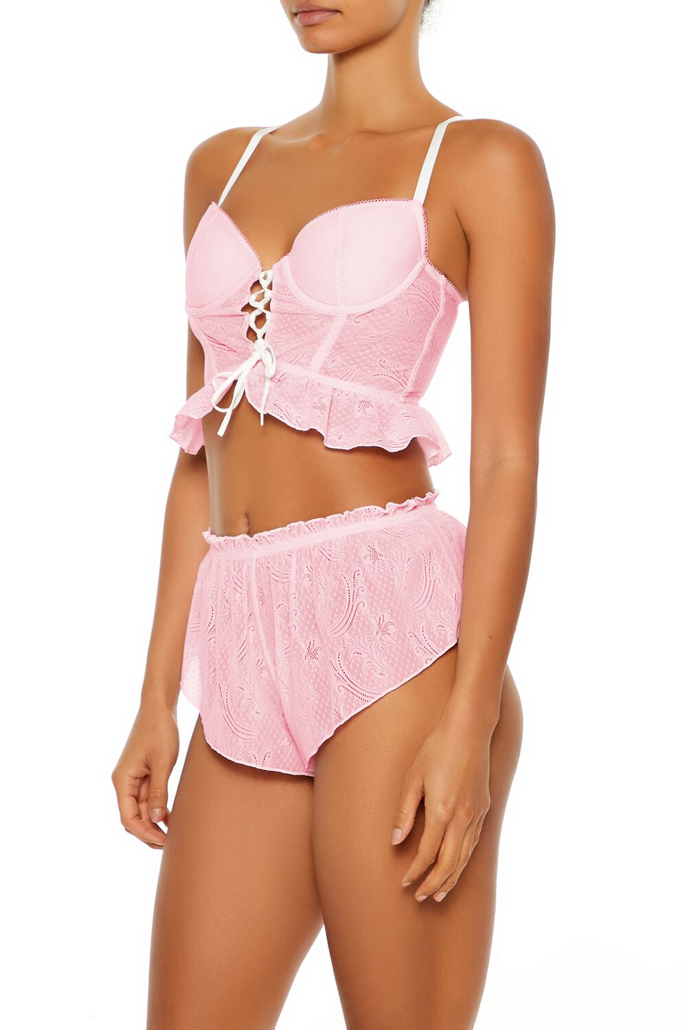Ruffle Lace-Up Lingerie Corset Cami - Image 4