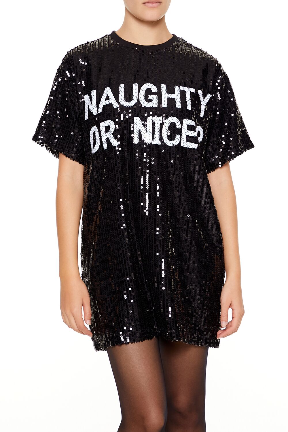 Sequin Naughty or Nice T-Shirt Dress - Image 2