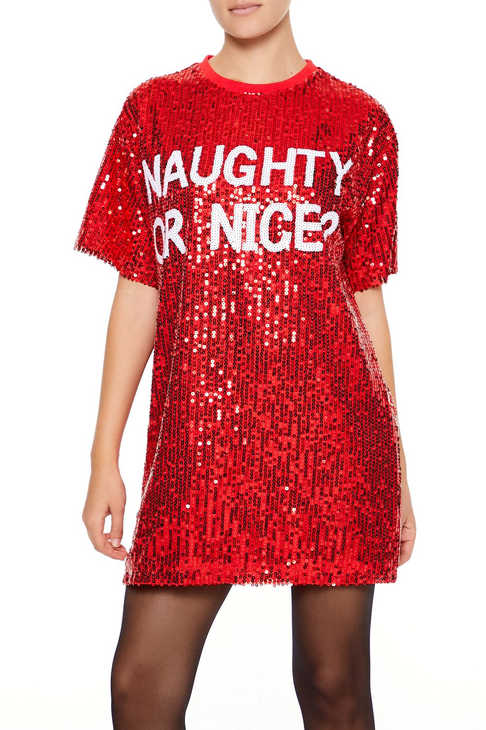 Sequin Naughty or Nice T-Shirt Dress - Image 7