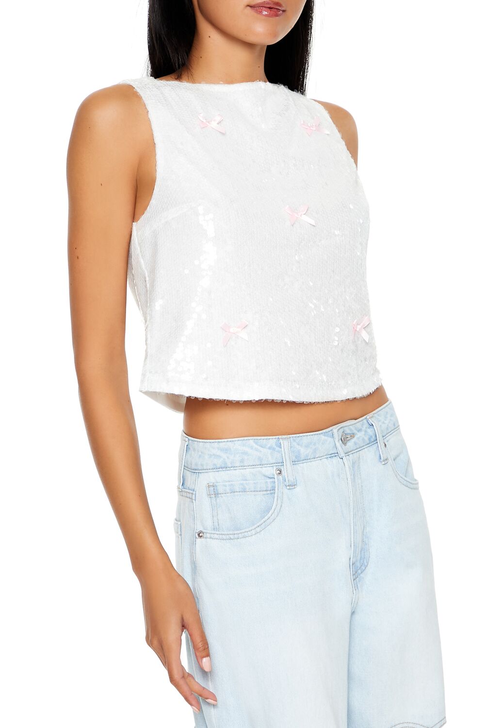 Sequin Bow Boxy Crop Top - Image 4