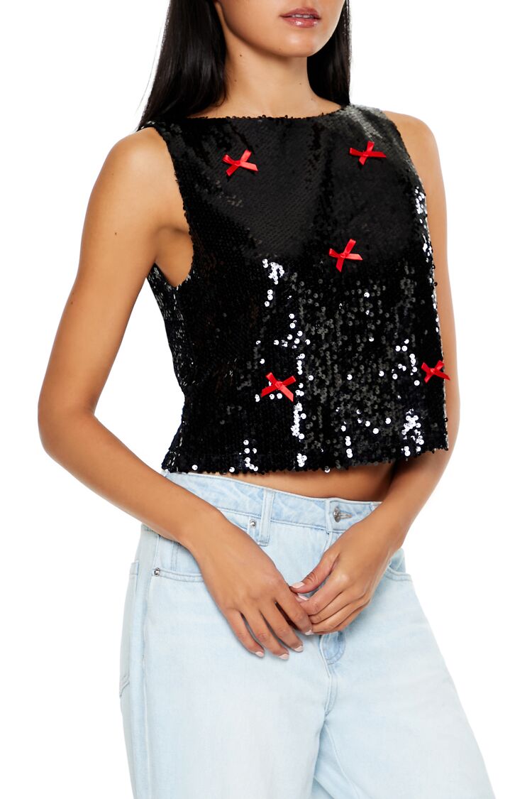 Sequin Bow Boxy Crop Top - Image 9