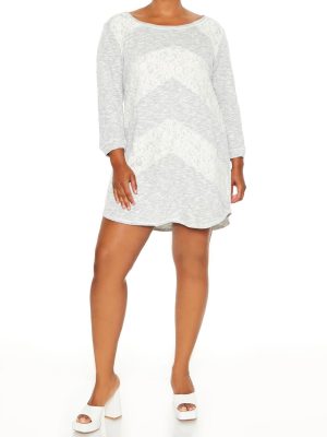 Plus Size Lace Chevron Mini Dress