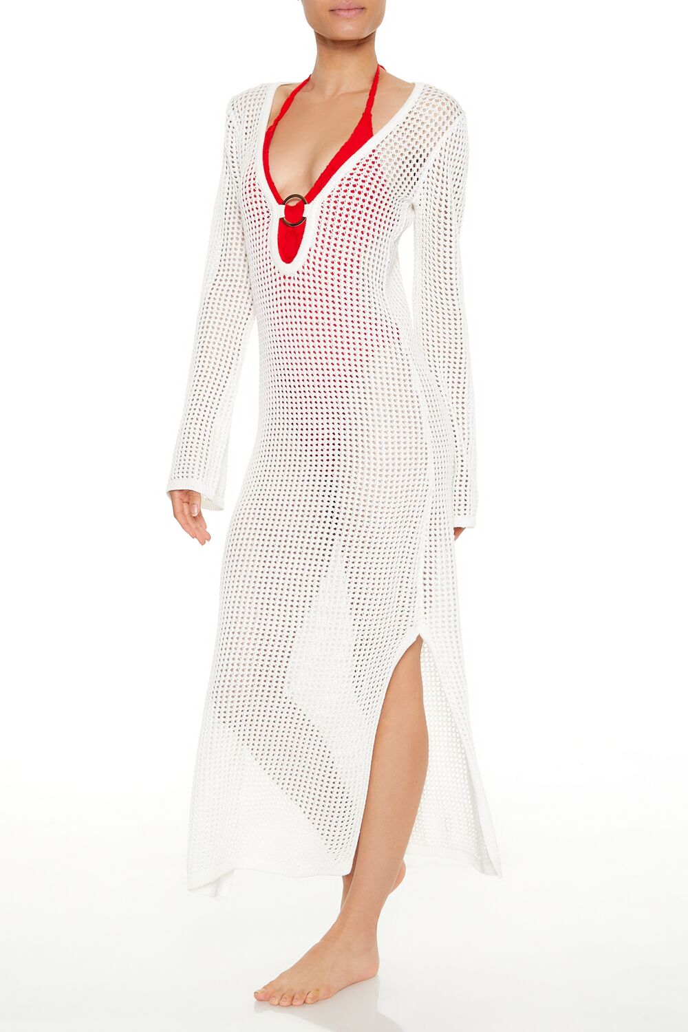 Crochet O-Ring Swim Cover-Up Maxi Dress - Image 3