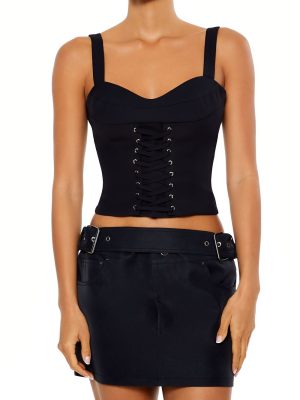 Lace-Up Sweetheart Tank Top