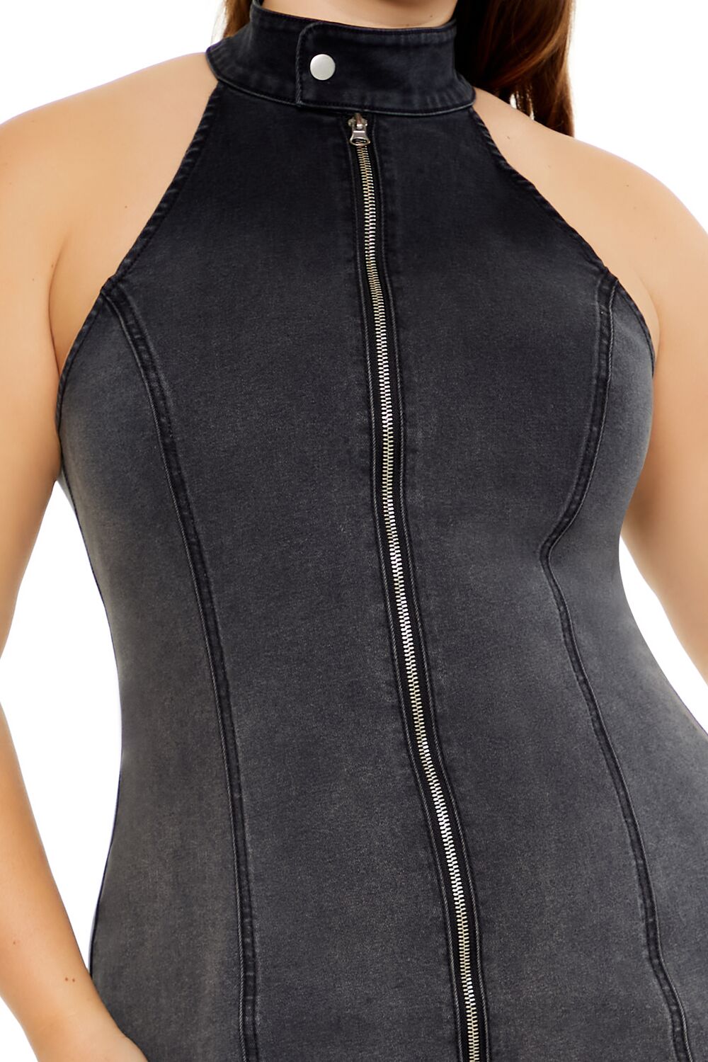 Plus Size Denim Zip-Up Mini Dress - Image 5
