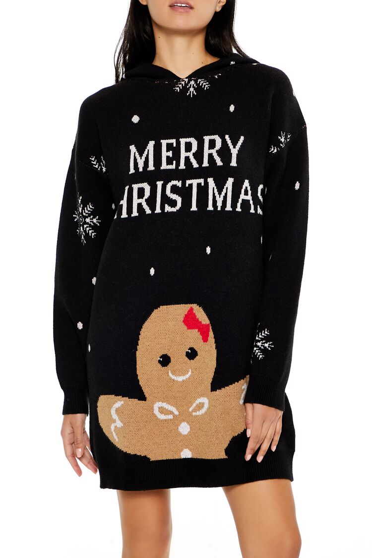 Hooded Christmas Mini Sweater Dress - Image 2
