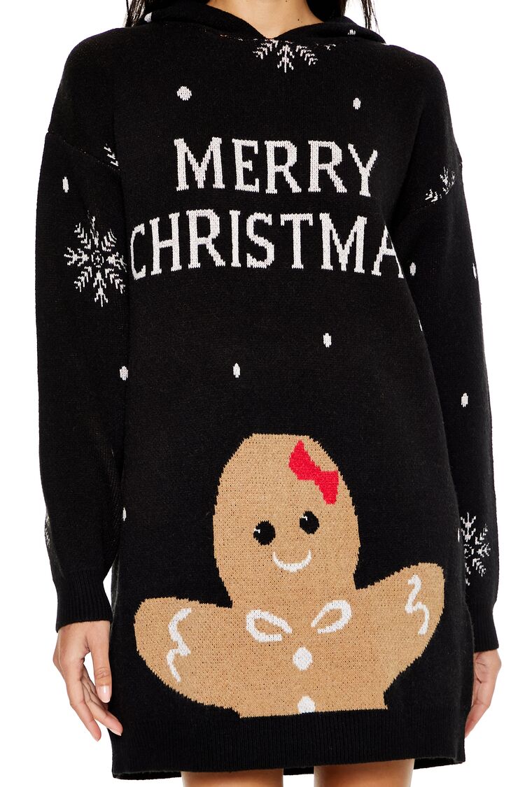 Hooded Christmas Mini Sweater Dress - Image 3