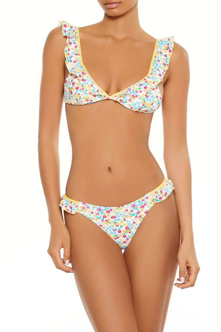 Bright Floral High Leg Bikini Bottoms - Image 3