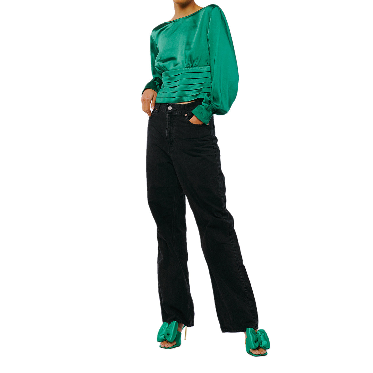 Fosi Pleated Waistband Satin Top - Image 3