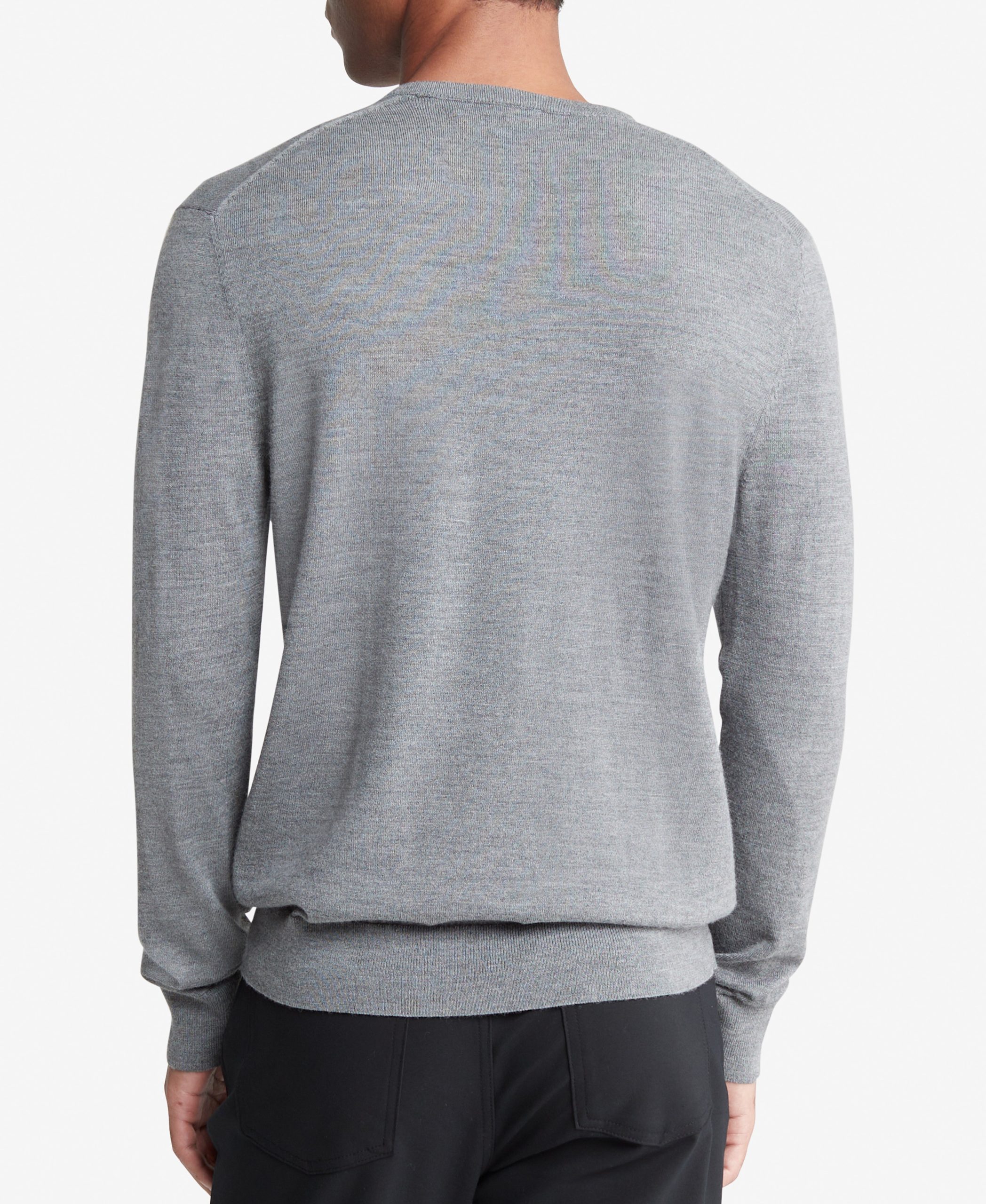 Long Sleeve Solid Extrafine Merino Crew 14Gg Gray - Image 3
