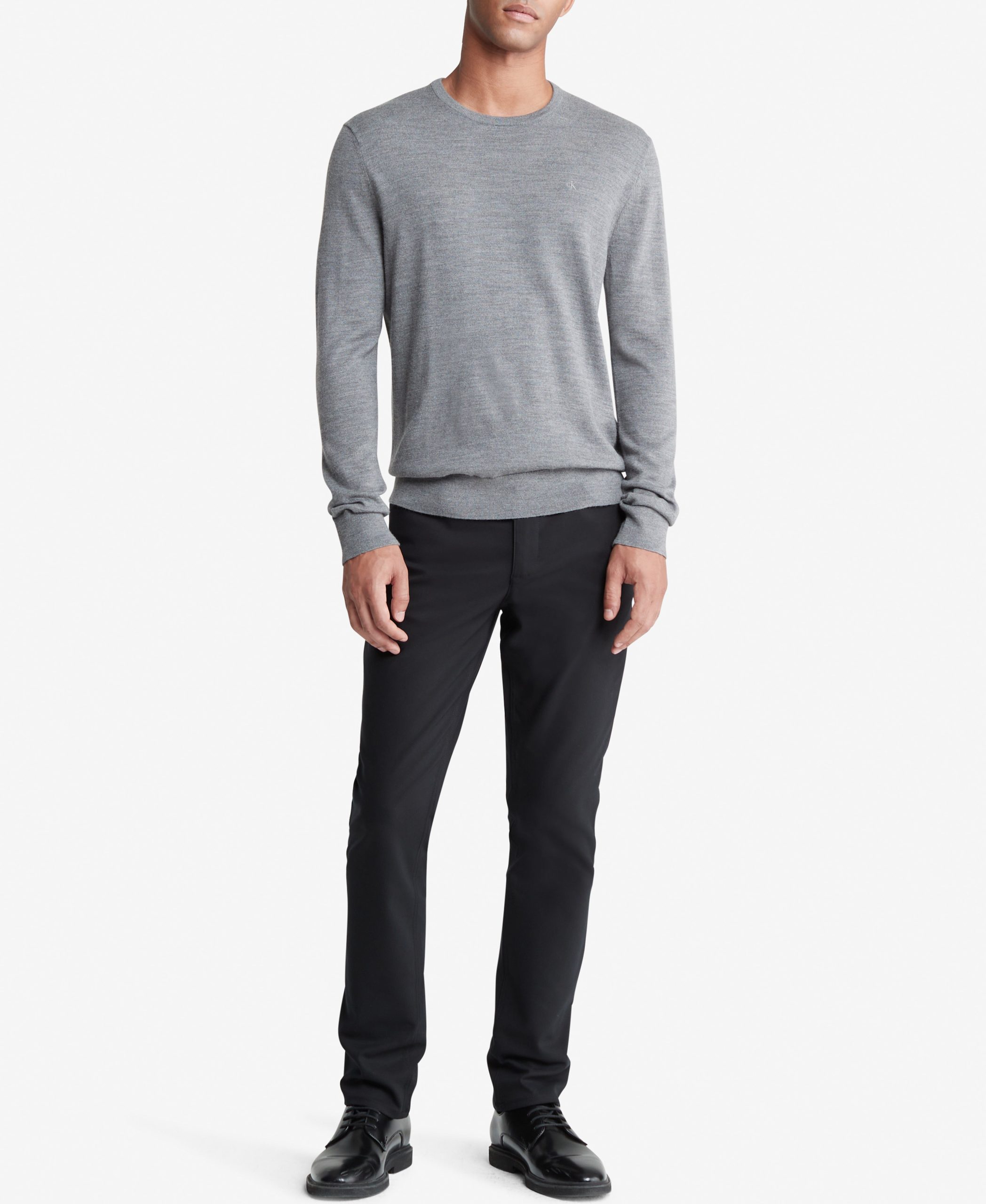 Long Sleeve Solid Extrafine Merino Crew 14Gg Gray - Image 4