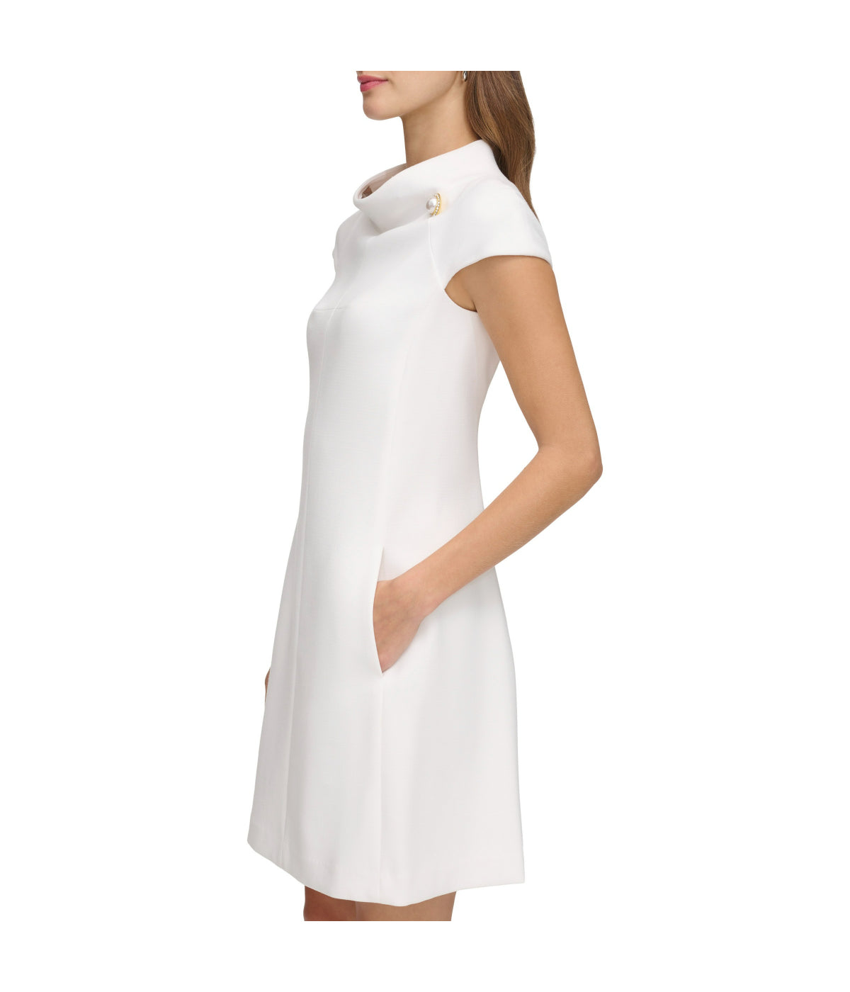 Cap Sleeve Roll Neck Shift Ivory - Image 3