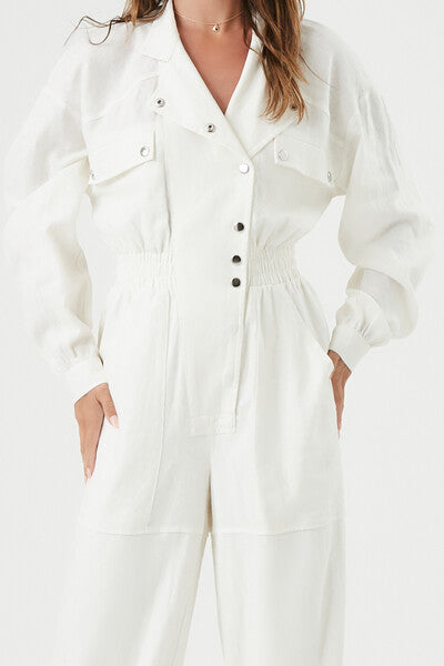 Linen-Blend Notched Jumpsuit - Image 10