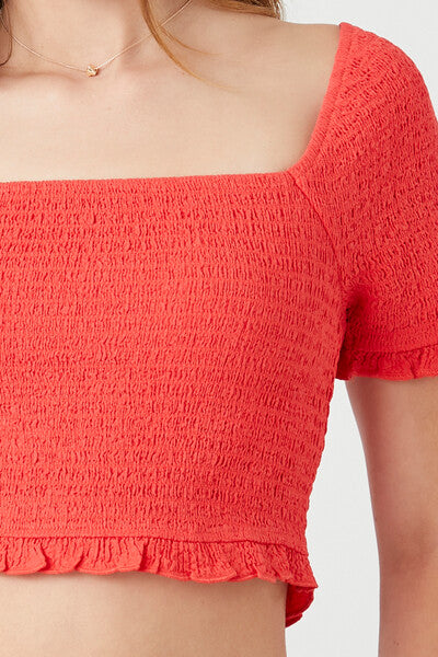 Smocked Square-Neck Crop Top - Image 5
