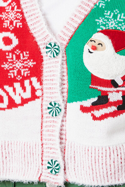 Skiing Santa Cardigan Sweater - Image 5