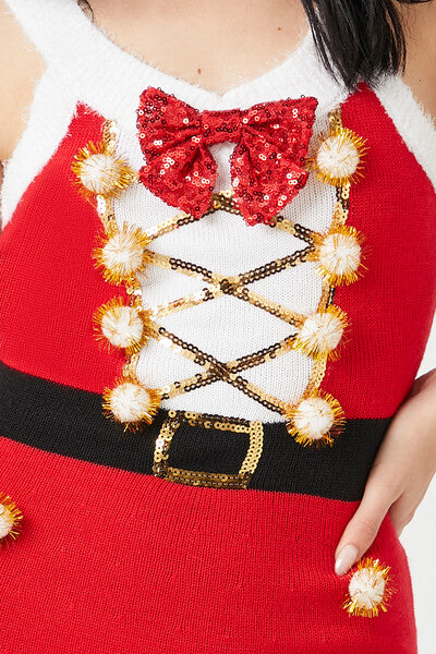 Pom Pom & Sequin Santa Mini Dress - Image 5